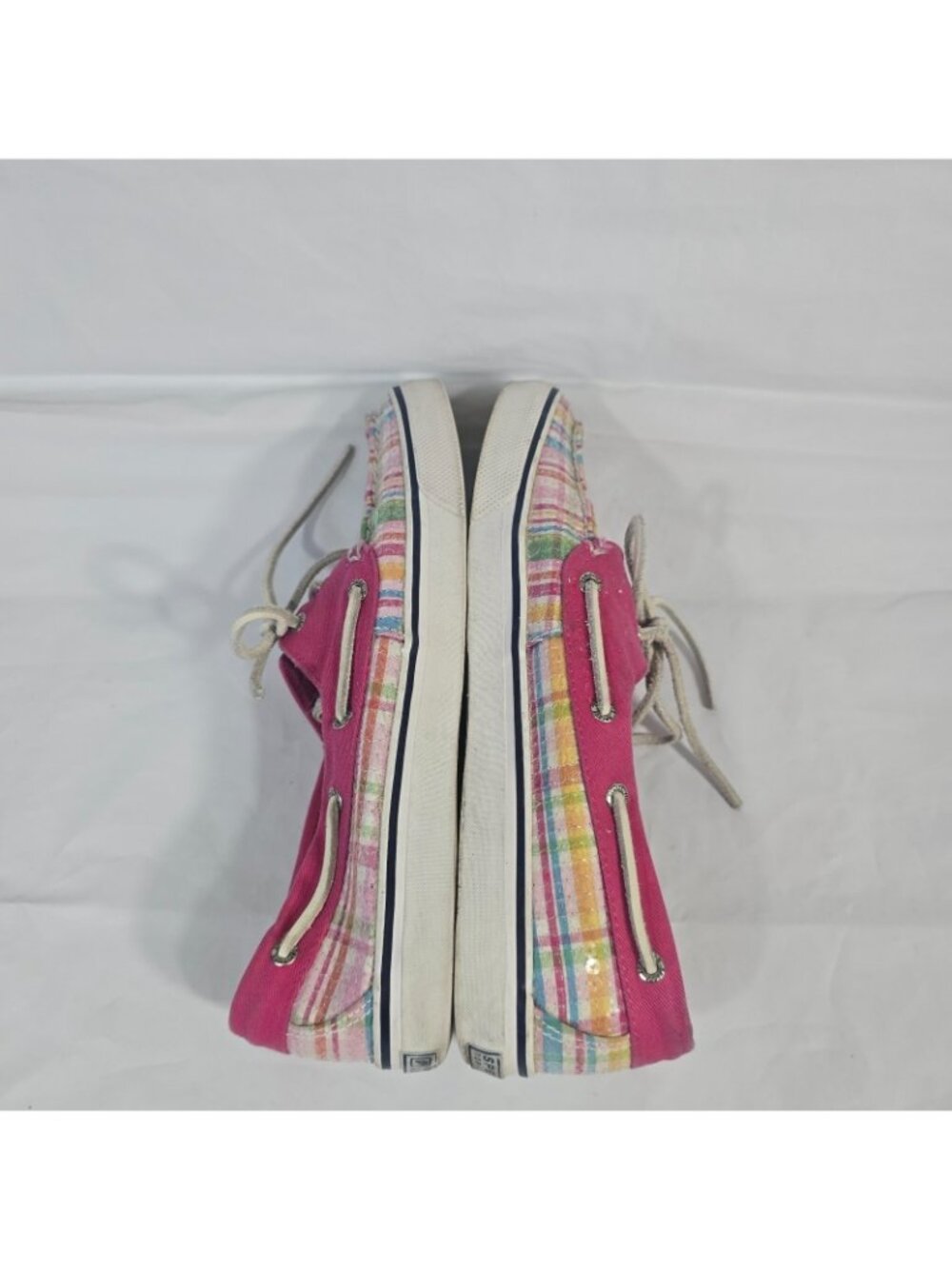 Sperry Top Sider Plaid Sequin Boat Shoes Women Size 9 Pink Pastel Coastal Preppy - Picture 5 of 10